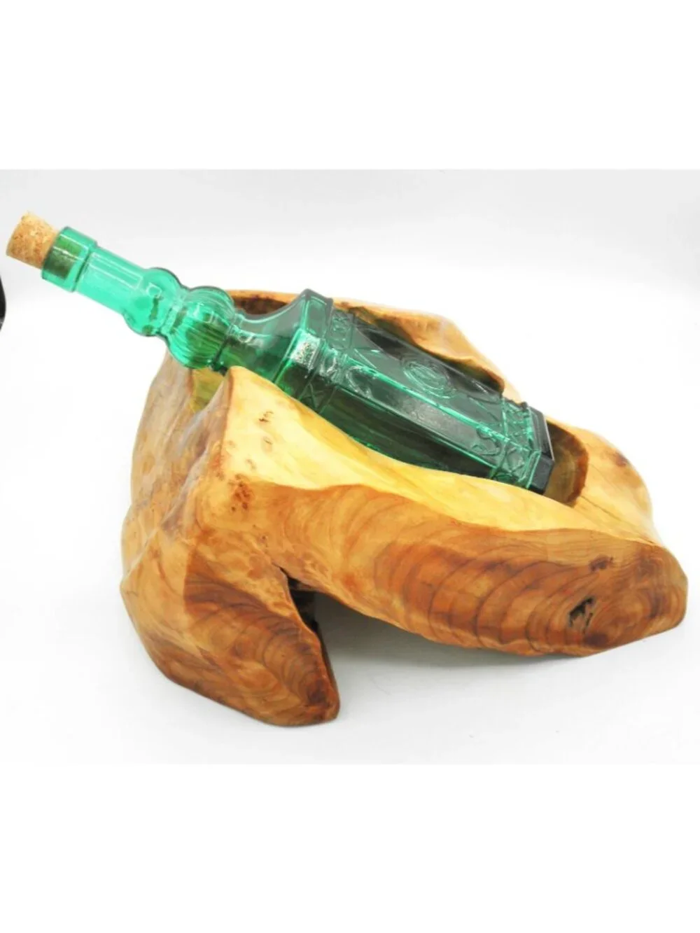 Natural Burled Wood Liquor/Decorative Bottle Holder BOTTLE INCLUDED IT'S STUCK